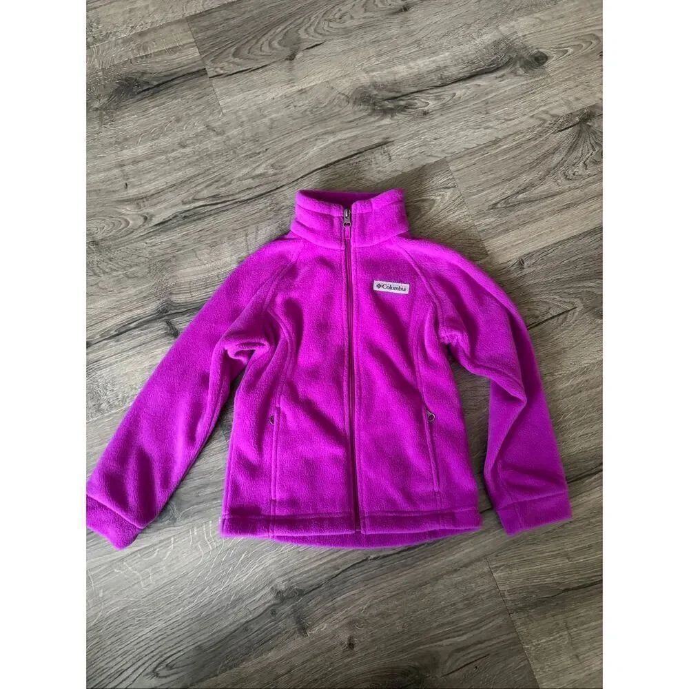 Columbia Sweater Girl Pink Full Zip Long Sleeve Polyester XS (6/6x)